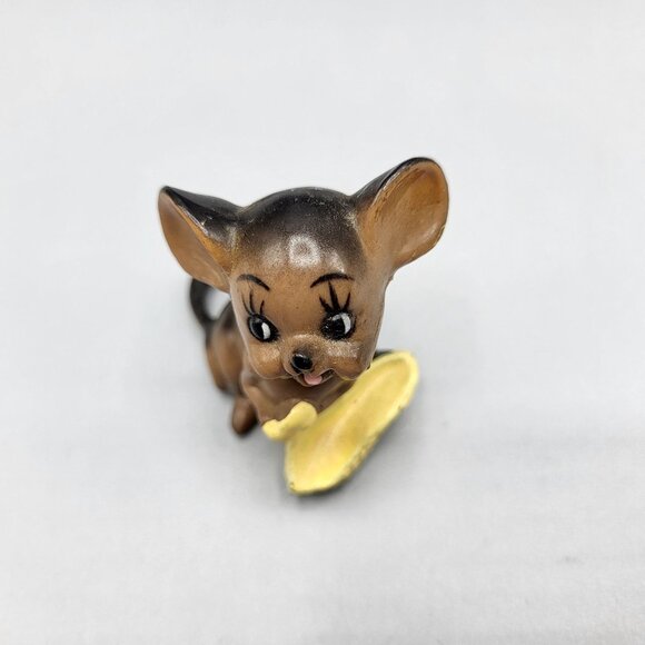 Vintage Plastic Mouse Mini Figurine With Cheese Collectible Ornament Shelf Decor - Picture 8 of 11